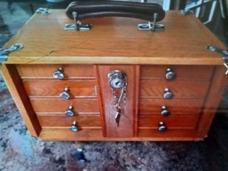 GERSTNER OAK 4 DRAWER MINI PORTABLE CHEST