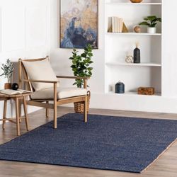 blue Handwoven Jute & cotton Blend Rugs 8’ x 10’ & 2’x3’ rug seagrass coastal farmhouse ❌AVAILABLE ❌