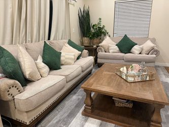 Ashley Furniture Sofa & Loveseat Set + coffee table + End Tables – $450 🛋️✨
