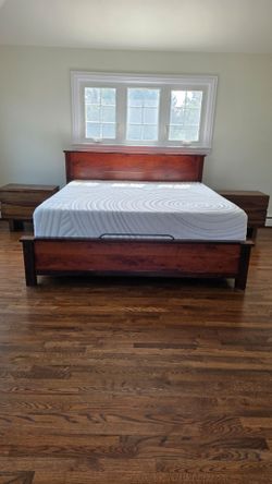 King size bed frame and 2 night stands
