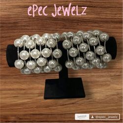 Large Gum-ball Pearl Bracelets With Silver Wire in Between Bracelets New  SET OF 3