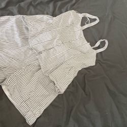 Grey And White Striped Short Set