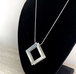 Sterling Silver Square/Geometric Pendant Earring & 18” Snake Chain Set 13.7g