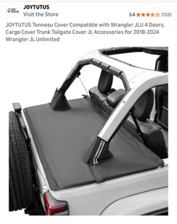 JOYTUTUS Tonneau Cover Compatible with Wrangler JLU 4 Doors, Cargo Cover Trunk Tailgate Cover JL Accessories for 2018-2024 Wrangler JL