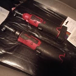 Snapon 1/4 In Ratchet,3/8 In Ratchet,Charger And 2 Batteries 