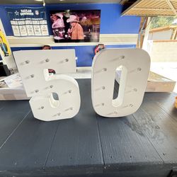 50 Number Wooden Vintage LED Marquee Freestanding Letter L - White