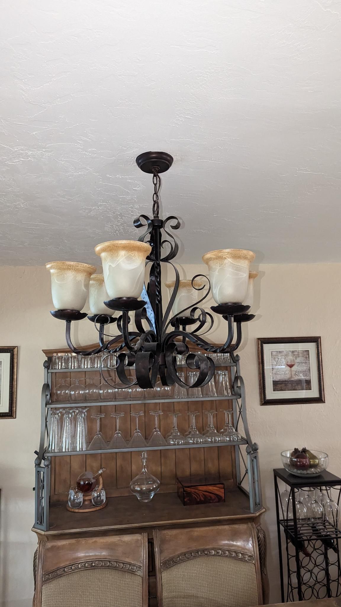 Chandelier, 2 Three Lamp and one single lamp