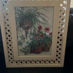 Beautiful Vintage Boho Glass Framed Flowers Hanging  Wall Art 🌺 