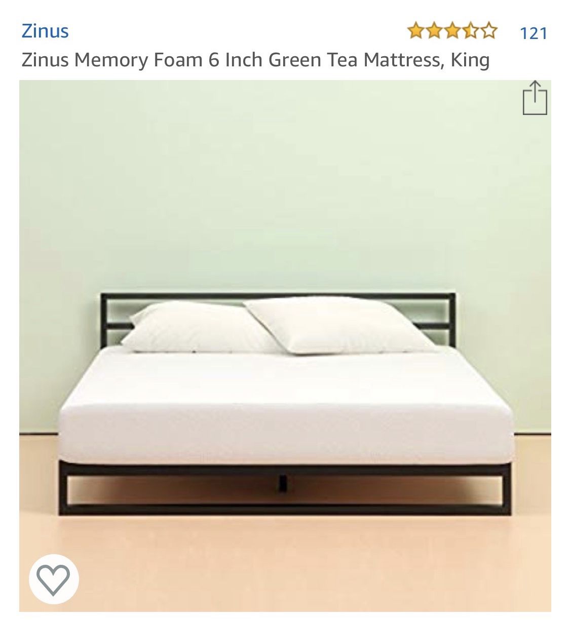 6in king size memory form mattress