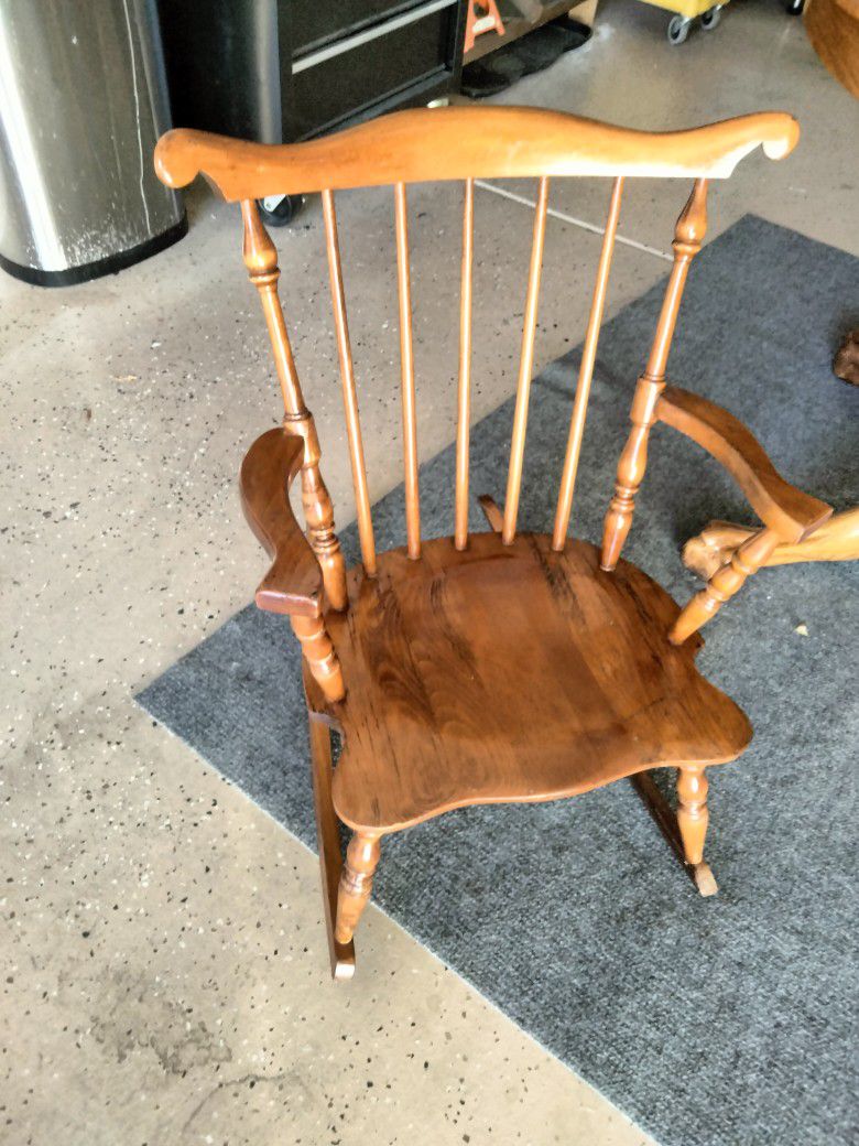 Kids Wood Rocking Chair Perfect Very Heavy $50 Firm