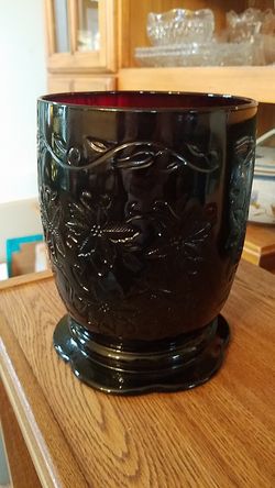 LARGE Princess House red glass vase/candle holder