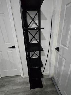 Black 5-Tier Bookshelf with X-Back Design