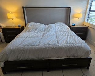 King Bed Frame, 2 Nightstands, 1 Dresser