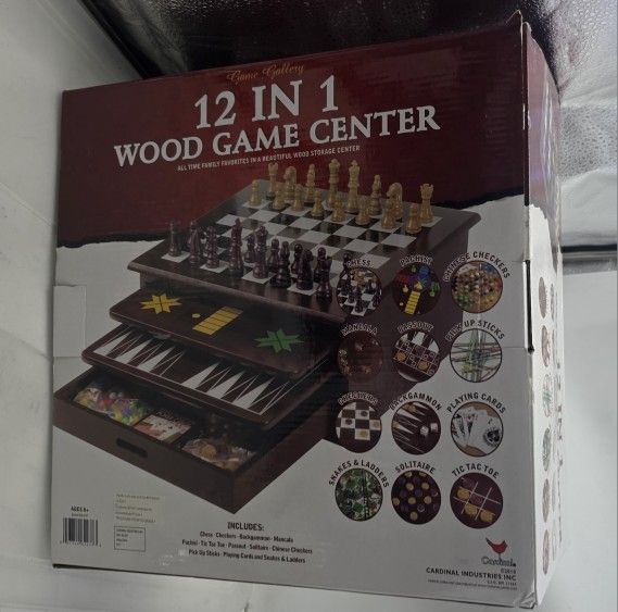Cardinal Game Gallery Board Game Set 12 in 1 Tabletop Wood Game Center 82-237