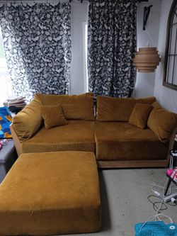 Tan Velvet Modular Sofa