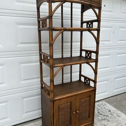 ✅Vintage Bamboo Rattan Storage Cabinet/Bookcase/Etagere