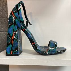 Multicolor Snake Print Heels