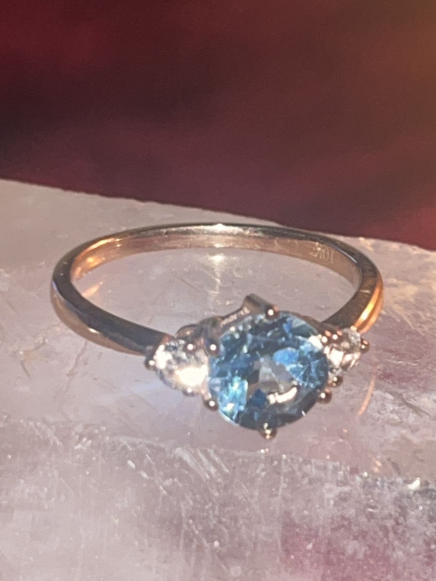 10K Blue Topaz Solid Rose Gold Ring #7