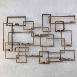 Geometric circuit bronze metal lightweight decorative hanging wall tea light candle holder display