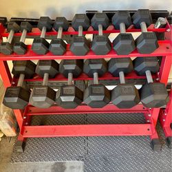5-100 Dumbell Set With Adjustable Bench And Rack