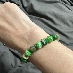 Green Crackle Agate Beaded Bracelet 