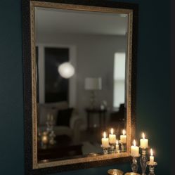 Custom Hand-Painted 41" Glam Mirror – Black Glitter & Gold Accents