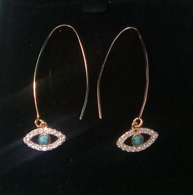 Evil Eye Gold & Turquoise Earrings-Never Been Worn-Brand New