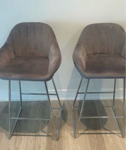 Set of 2 Velvet Bar Stools
