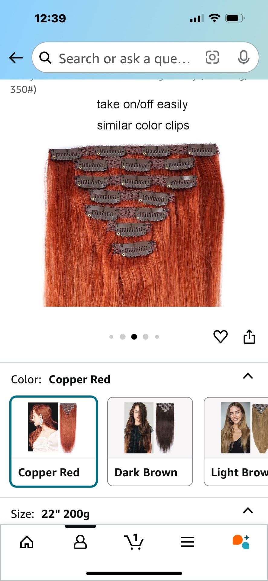 22 “ Copper Hair Extension