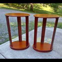 2 Stands With Glass Shelves Good Condition 