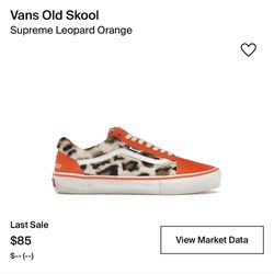 Vans Old Skool Supreme Leopard Orange Men’s Size 9.5