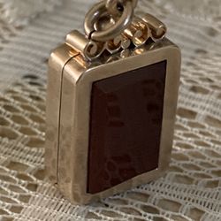 Victorian 10k Gold Carnelian & Black Onyx Picture Photo Locket Pendant 