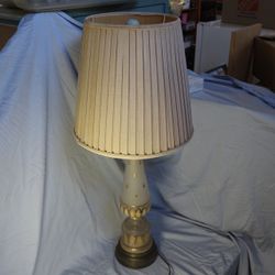 Vintage Mid Century Tall Ceramic Table Lamp with Pleated Shade