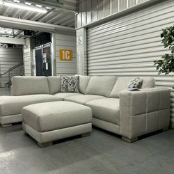 Gray Sectional Couch Sofa With Ottoman 