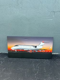 Large Private Jet Canvas Wall Art 48x24 Modern Aviation Decor