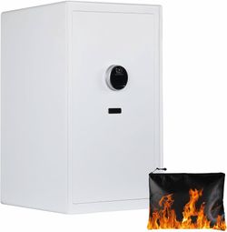 4.6 Cu.Ft Large Home Safe, Heavy-Duty Digital Security Safe with Fingerprint Lock, Built-In Drawer & Removable Shelf, Fireproof & Waterproof Bag Inclu