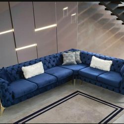 Lucca Velvet Blue Sectional / couch 2399