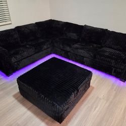 Brand New Sectional Corduroy Fabric 119 × 94 W/ LED Light $629 Add XL Ottoman $189