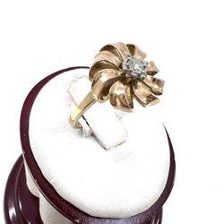 14 Rose & Yellow Gold Rind With Natural Diamond In Middle