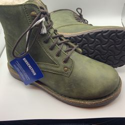 Birkenstock Boots Green Leather New Shearling Lamb Fur