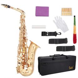 Glarry Student E Flat Alto SAX Saxophone Gold