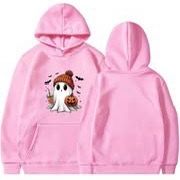 Women's Halloween Spooky Season Hoodie,Cute Ghost Graphic Sweatshirts Funny Pumpkin Face Tops Long S