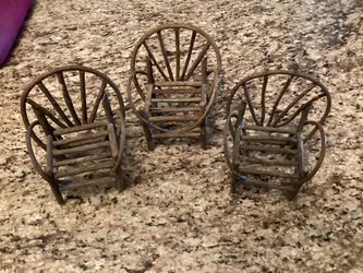 3 wooden doll chairs