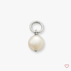 James Avery Cultured Pearl Bead silver Charm - uncut loop