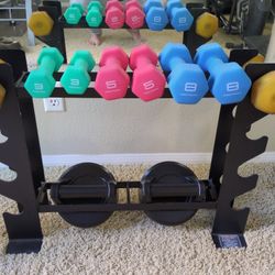 Dumbbell Rack With Sets Of Dumbbells, Bonus - Pushbars