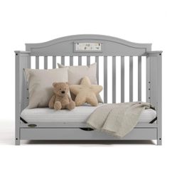 🍼✨ 5-in-1 Convertible Baby Crib with Drawer & Reversible Headboard – Pebble Gray (Brand New) 👶💤