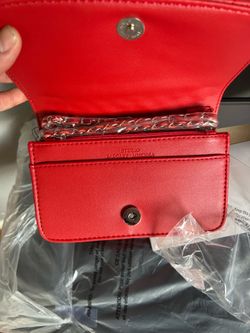 Studio badgley Mischa bag with round plate in ruby red vegan leather
