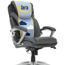Brand New Serta Grey Tall Back Height Adjustable Reclining Ergonomic Executive Office Chair 