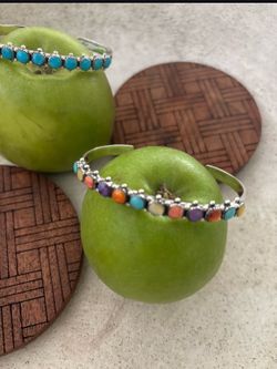 2 Silver sterling Bracelet - solid with dots