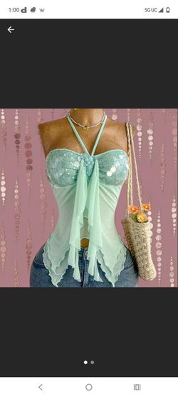 Sheer Halter Top with Sequins